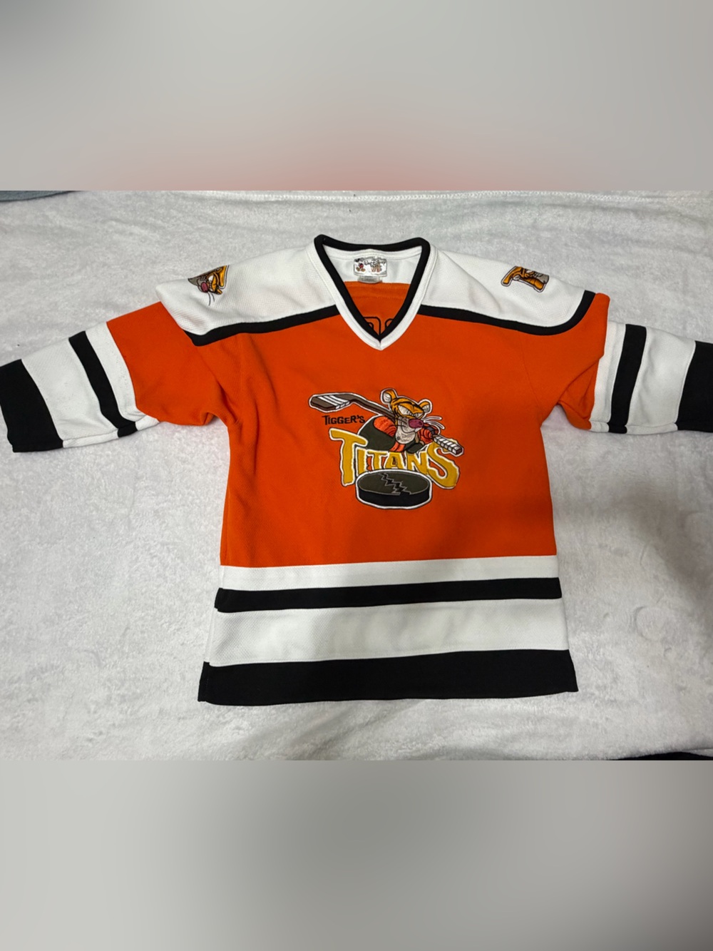 Disney Orange Kids Hockey Jersey with White & Black Trim